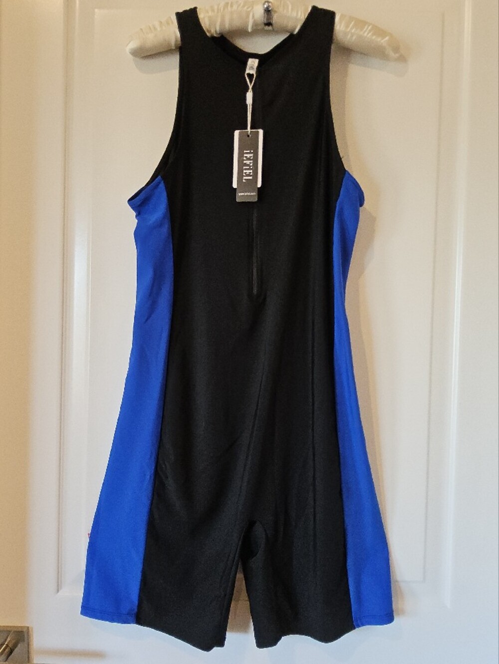 NWT Iefiel Black and Royal Blue Athletic One-Piece Romper